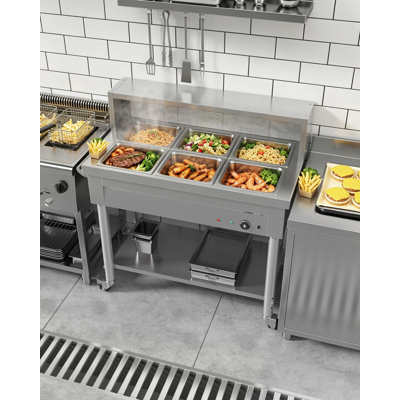 Stainless Steel Food Warmers With Pans & Shelf