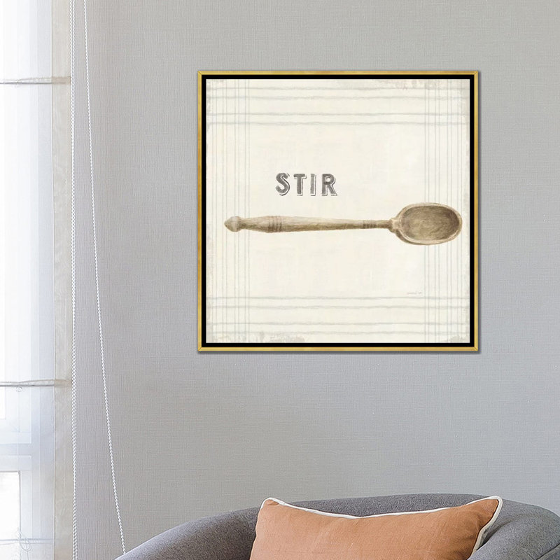 "Cuisine" par Danhui nai, impression d’art graphique, H 26 po x l 26 po x P 1,5 po, Toile encadrée d'or, Pas de tapis