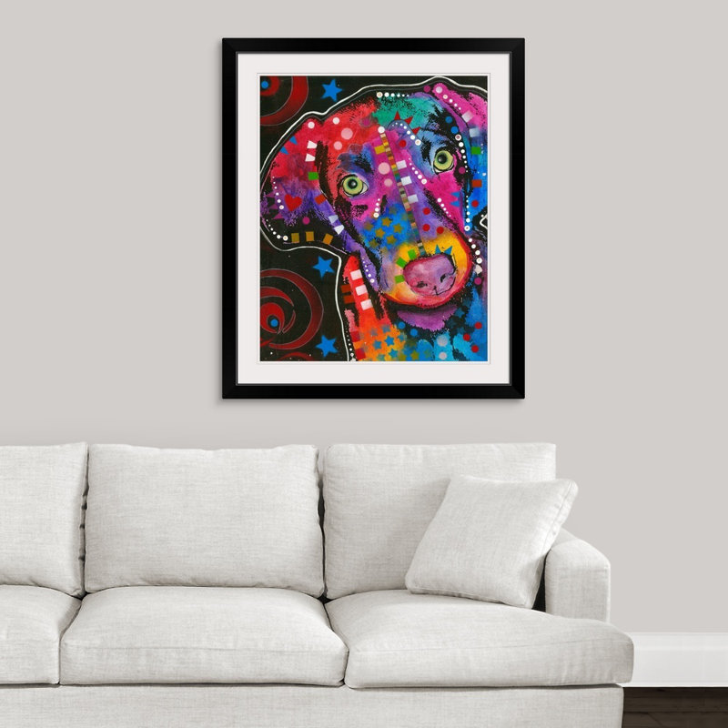 « dog art 18 », reproduction d’art, Cadre noir, H 38 po x l 32 po x P 1 po