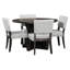 Ensemble de table de salle à manger 5 pièces pour 4 personnes, ensemble de table et chaises de cuisine rétro de 4 avec base conçue, table de salle à manger en bois avec 4 chaises rembourrées pour les petits espaces et la salle à manger