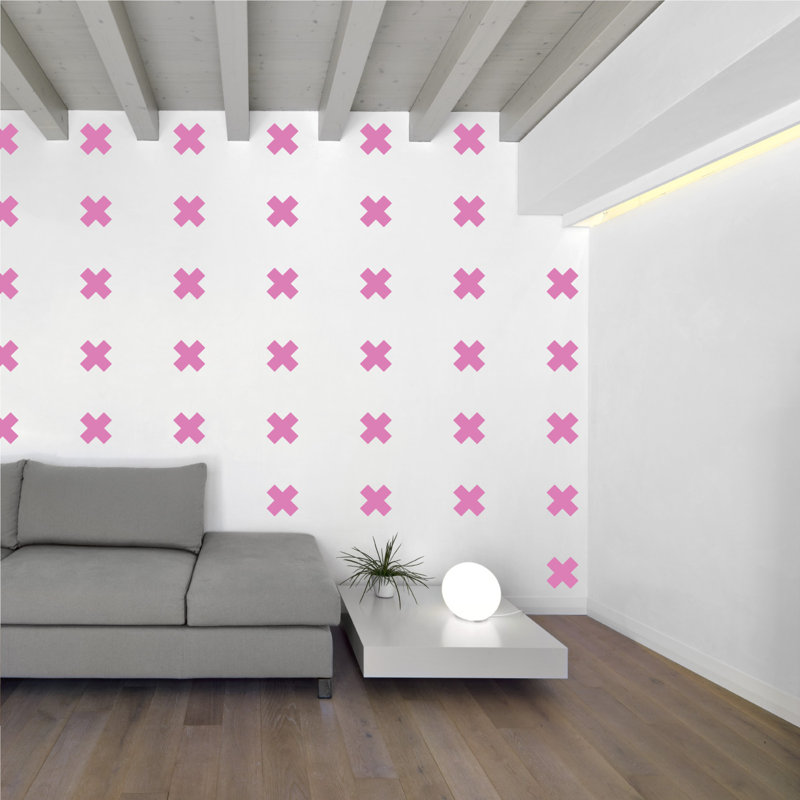 Décalcomanie murale à motifs croisés suisses, H 6 po x l 6 po x P 0,01 po, Gomme à bulles