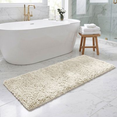 Tapis de couloir pour salle de bain 100% polyester 2100 GSM Better Back Haven Collection, envers TPR antidérapant, tapis doux, absorbant et à séchage rapide 20 po x 60 po pour salle de bain, douche, baignoire, ivoire