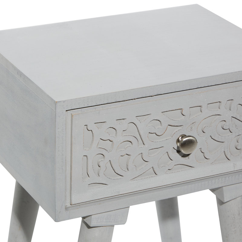 Table d'appoint en bois de manguier finement sculpté, Gris