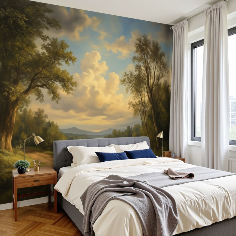 Papier peint adhésif auto-adhésif moderne pour la chambre à coucher Peel and Stick L 96 po x l 69 po, L 96 po x l 69 po