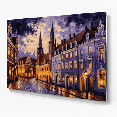 Cities Warsaw Poland Brown Metal Wall Art