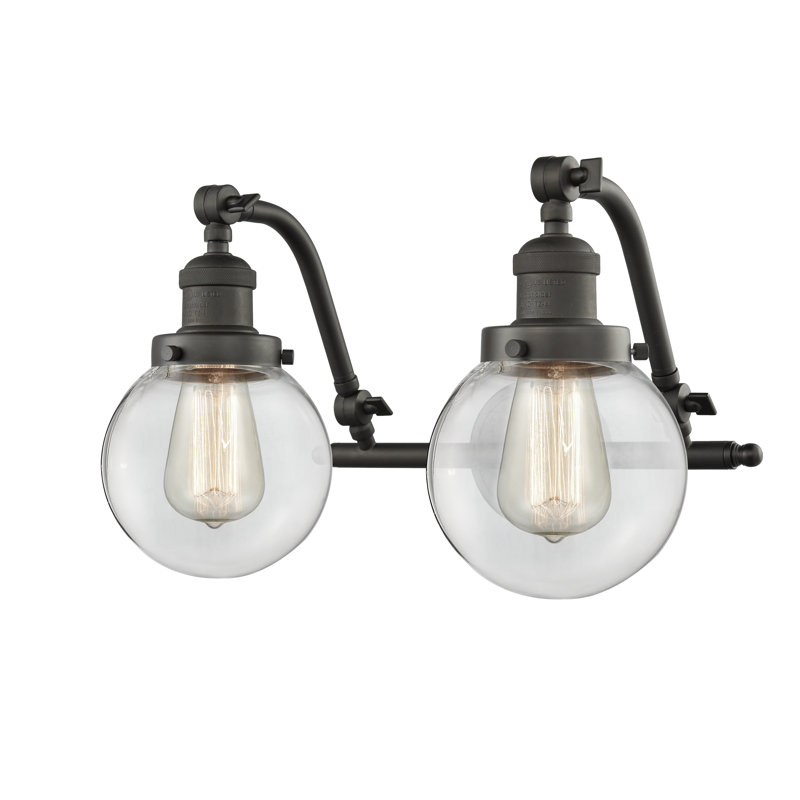 Clementina 2 - Light Dimmable Vanity Light, Clear, Oil Rubbed Bronze, 6 Watt Vinage LED Bulb