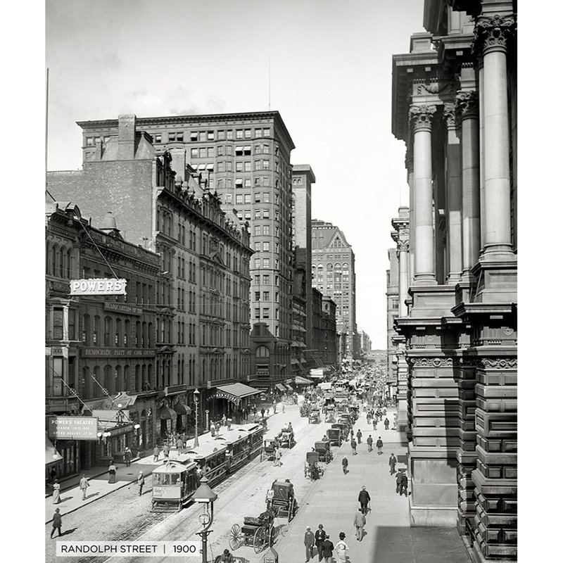 Randolph Street, Historic Chicago - reproduction de photo sur toile tendue, H 24 po x l 20 po x 1,5 po