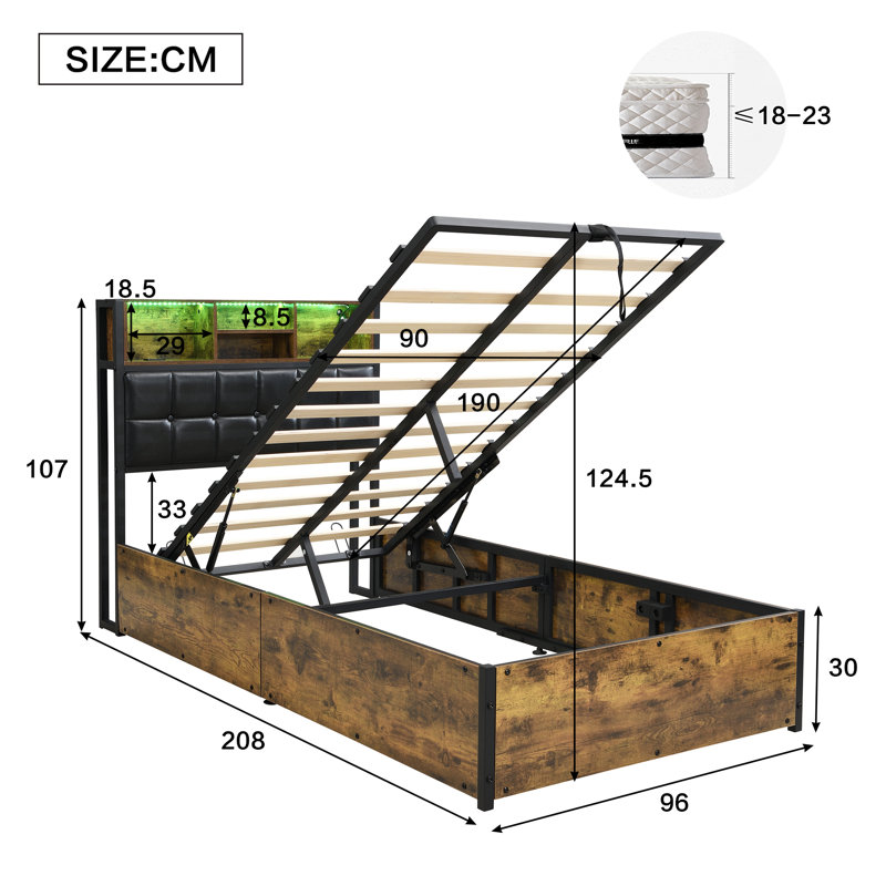 Ottoman Storage Bed, Single (3')