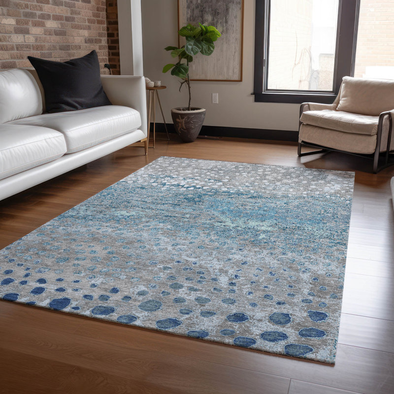 Tapis gris intérieur / extérieur lavable à la machine Christain ACN1368, Rectangle 9 pi x 12 pi