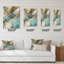 Golden Hour In Turquoise Waves I - Peinture abstraite horloge murale moderne-99635046