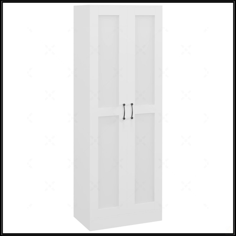 Grande armoire de rangement pour garde-manger avec portes à fermeture douce et 3 tablettes réglables, armoire en bois de mélamine anti-basculement pour le hall d'entrée du garage de la salle à manger