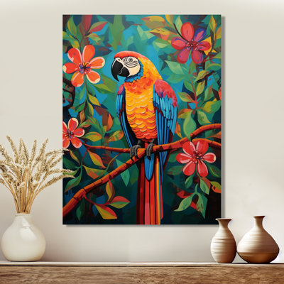 Orange bleu, perroquet dans la jungle africaine - impression d'art mural perroquet