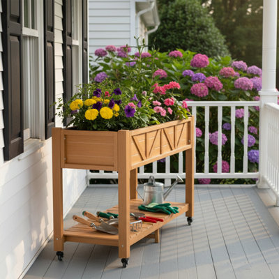 Lit de jardin surélevé en PEHD avec roues pour balcon de patio