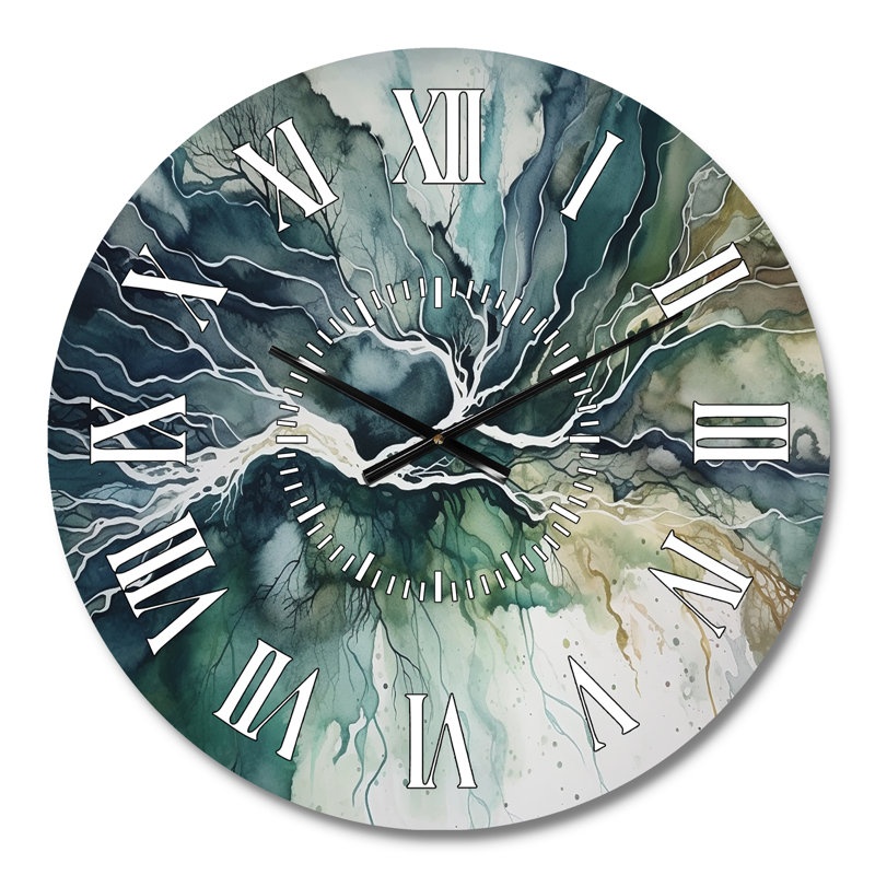 Horloge murale verte et bleue marbrée Dreamscape II, Médium