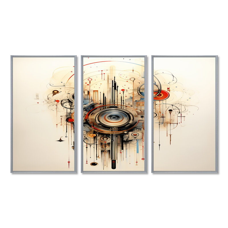 Dafna - Ensemble d'art mural musique, Encadrement argenté, H 32 po x l 48 po x P 1 po