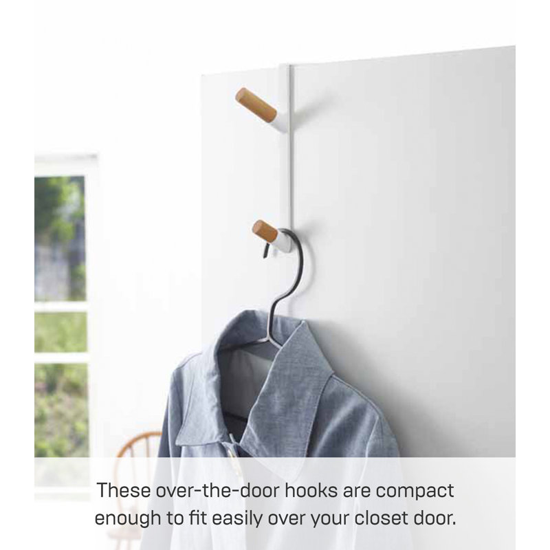 White Metal and Wood Over-the-Door Hook