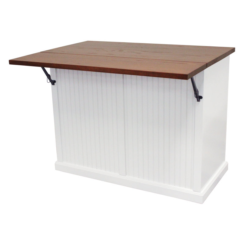 Repass Solid Wood Top Kitchen Island, Bright White/Concord Cherry