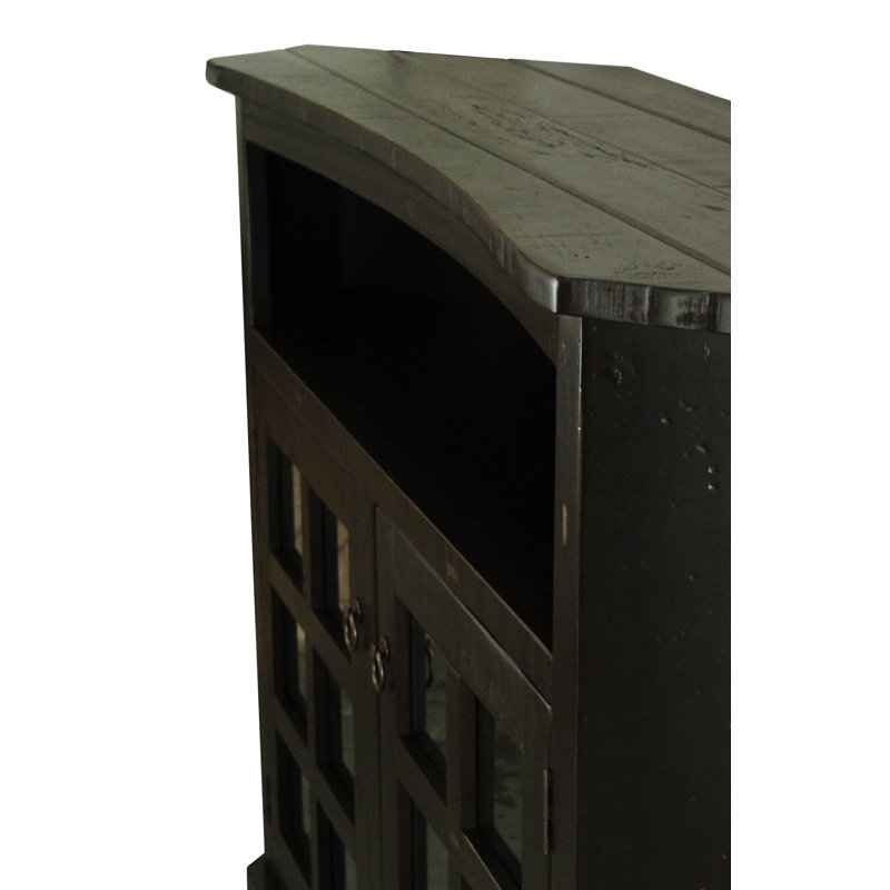 Roisin Unfinished Corner TV Stand for TVs up to 65", Rustic Antique Black