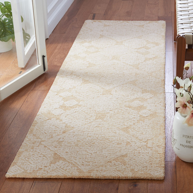 Droz Hand Tufted Indian Wool And Cotton With Latex Geometric Rug, Runner 2'3" x 8'