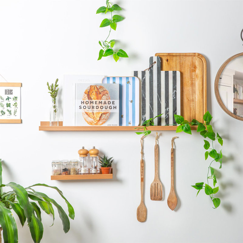 Harbour Housewares - Floating Picture Ledge Wall Shelf, 4.5cm H x 32.5cm W x 8.5cm D, Brown