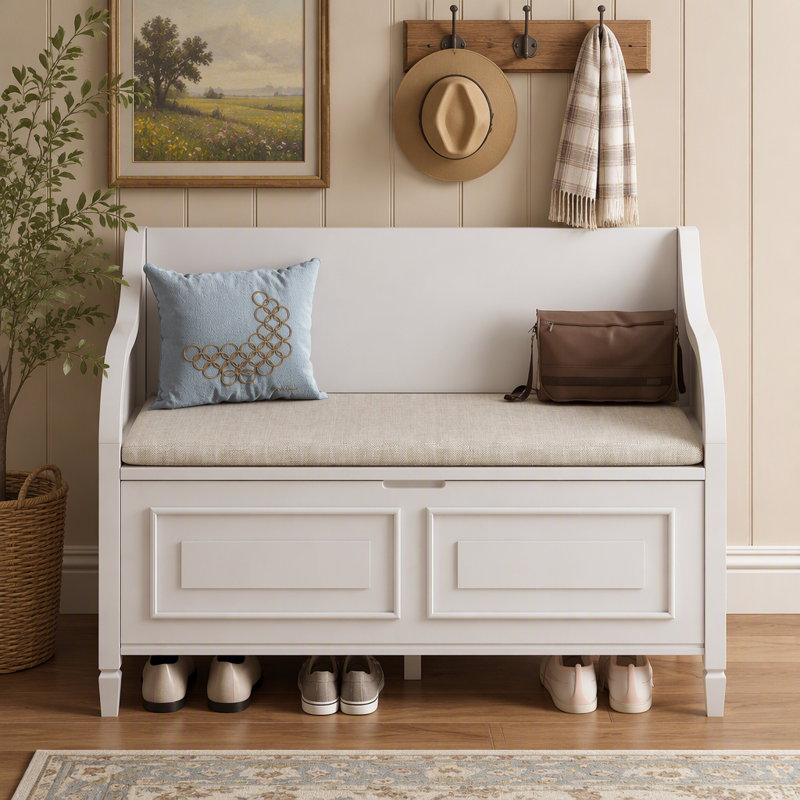 Banc de rangement rustique multifonctionnel