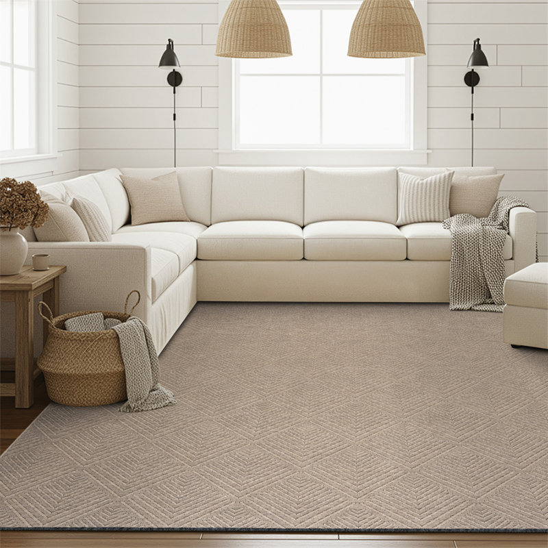 Brenly Geometric Machine Washable Non Skid Indoor Area Rug - Brown, Rectangle 7'9" x 10'3"