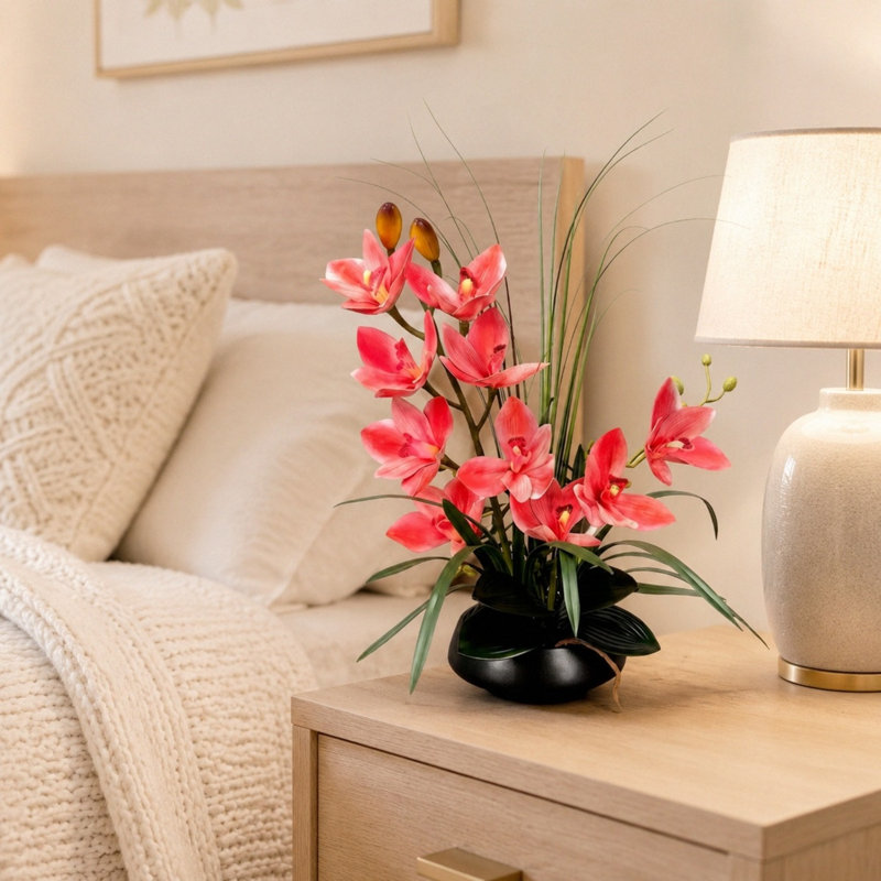 Orchidées artificielles en pot de 21 pouces, bonsaï orchidées décoratives avec technologie Real Touch, orchidées artificielles / artificielles qui semblent réelles pour les décorations de table