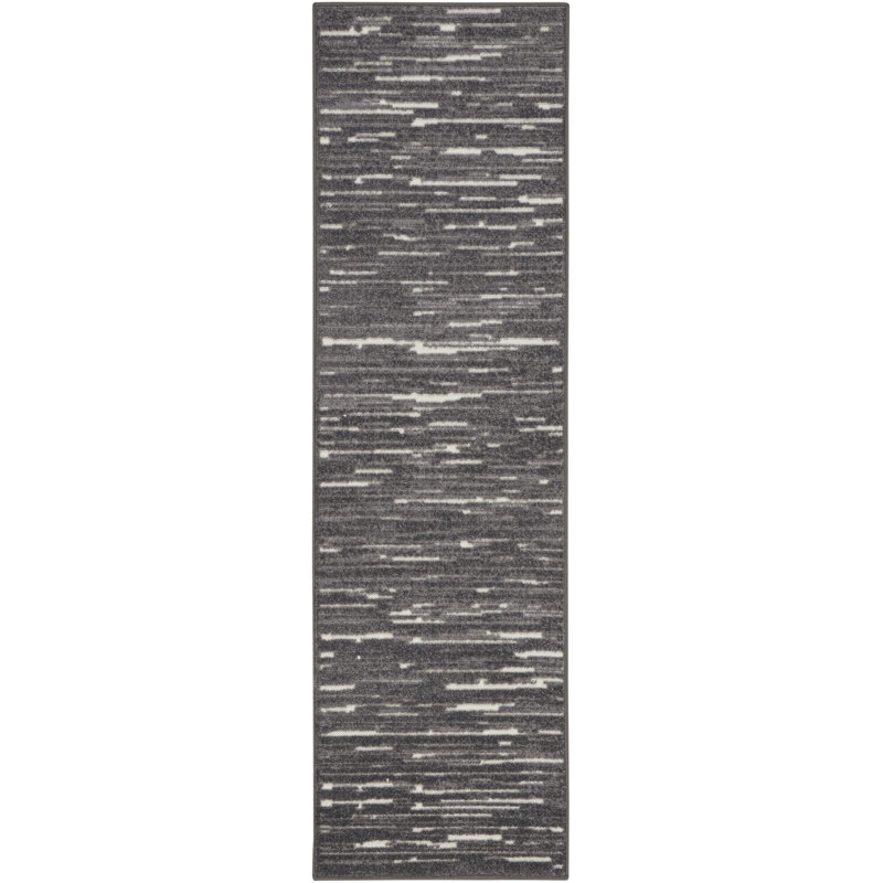 Tapis d'intérieur moderne gris Ebern Designs Prasun, Tapis de couloir 2 pi x 6 pi