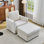 Chaise d'appoint 34 po en chenille moderne avec table d'appoint, porte-gobelet, port USB et repose-pieds avec rangement