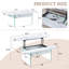 Table basse à plateau relevable multifonctionnel - motif marbre blanc