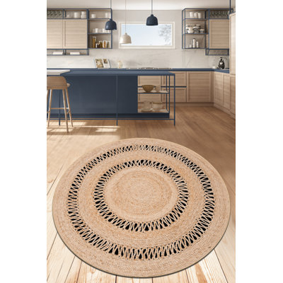 Tapis antibactérien rond de 6,6 pi de diamètre, 100% polyester, hauteur de poils de 0,4 po | Dessous antidérapant, lavable à la machine, 700 g / m² | Idéal pour le salon, la chambre à coucher et les aires de jeux, facile d'entretien