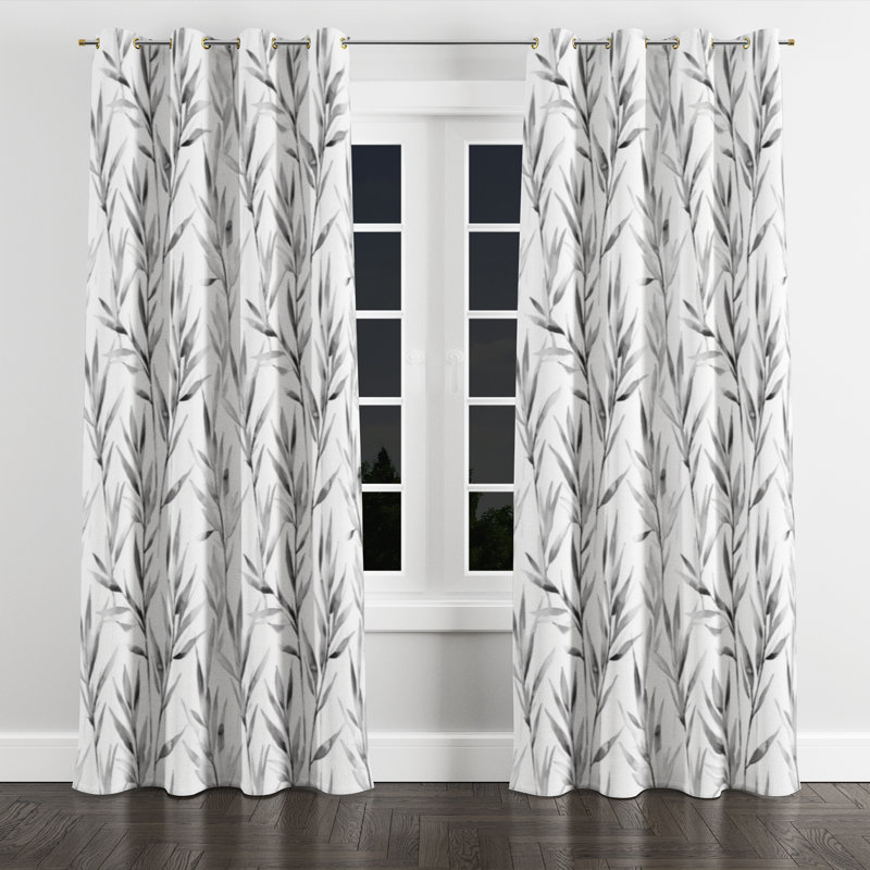 Rideaux en velours floral - Rideau à œillets Azpeitia moderne - 1 panneau, L 52 po x L 63 po, Œillets dorés