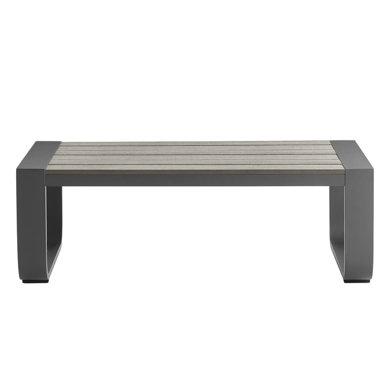 Table basse de patio en aluminium, Dark Grey, Gris clair