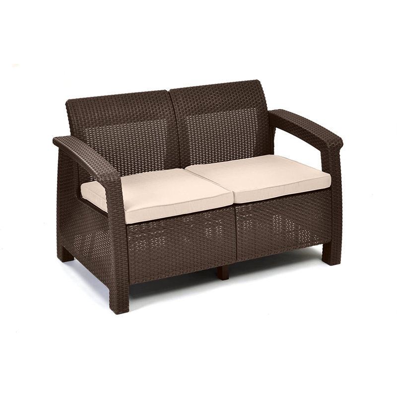 4 - Person Seating Group with Cushions, Brown/Cream