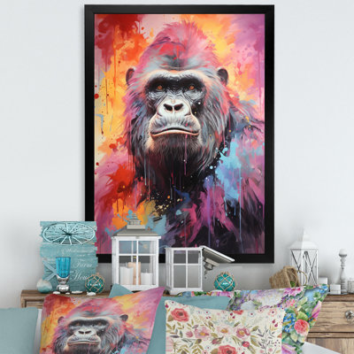 Rose et noir Popart Gorilla - imprimé