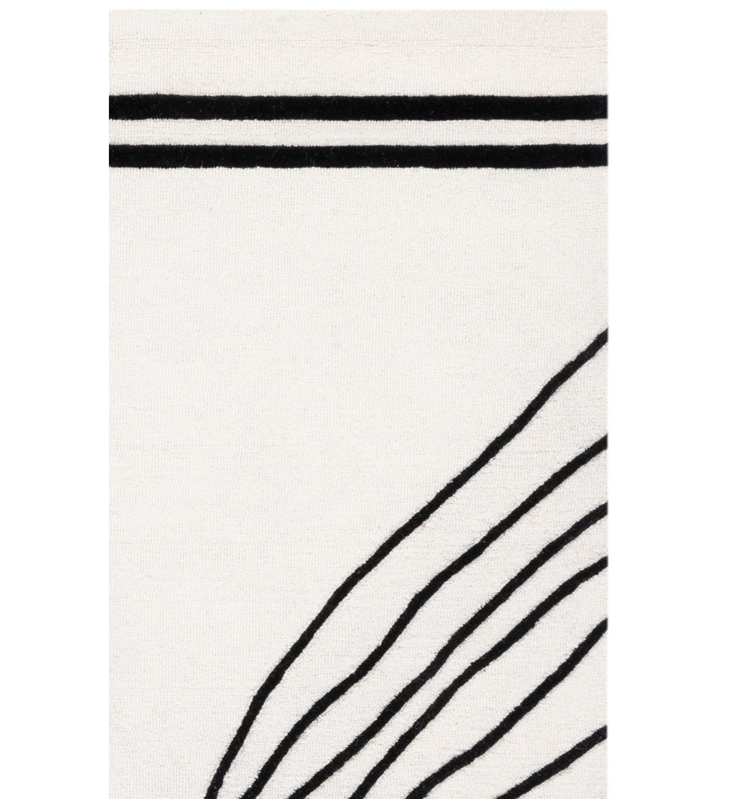 Felipe Ivory Black Hand-Woven Abstract Wool Rug, Rectangle 2'3" x 4'