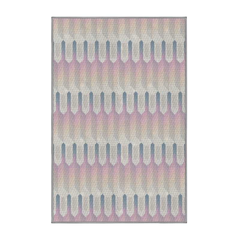Tapis beige/rose à motifs, Rectangle 3 pi x 5 pi