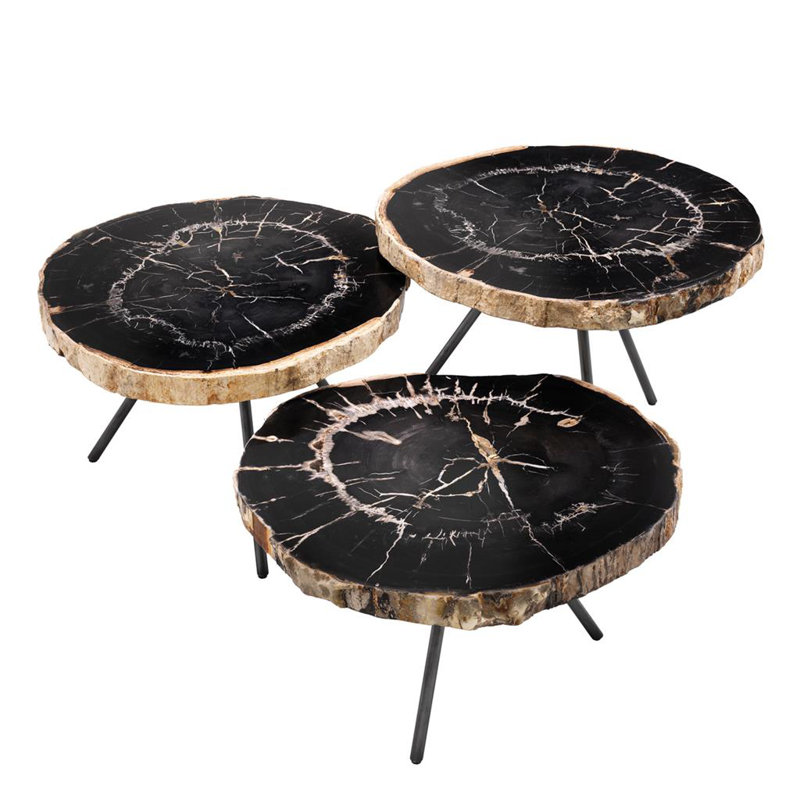 De Soto Solid Wood Nesting Coffee Table, Black