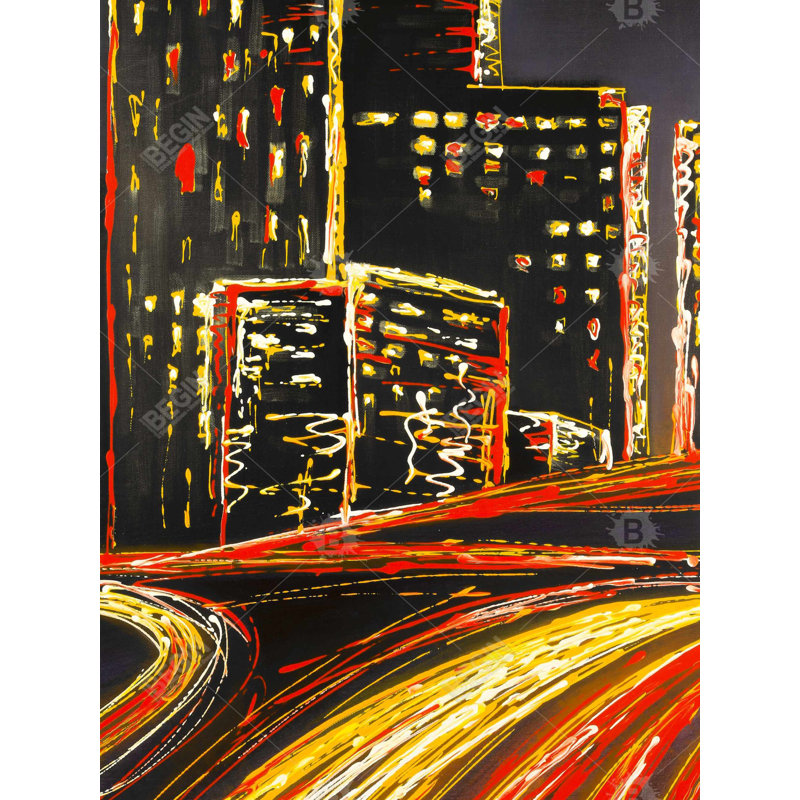 «Lived City by Night - Contemporary Office Canvas Art Decor»