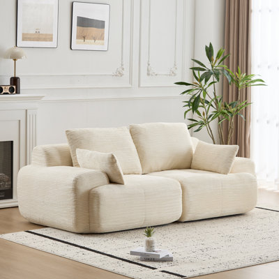 Canapé moderne en mousse à mémoire de forme compressée, grand canapé modulaire à 2 places pour le salon, canapé modulaire Cloud pour animaux de compagnie, tissu en velours côtelé, causeuse très profonde, sans assemblage avec coussins
