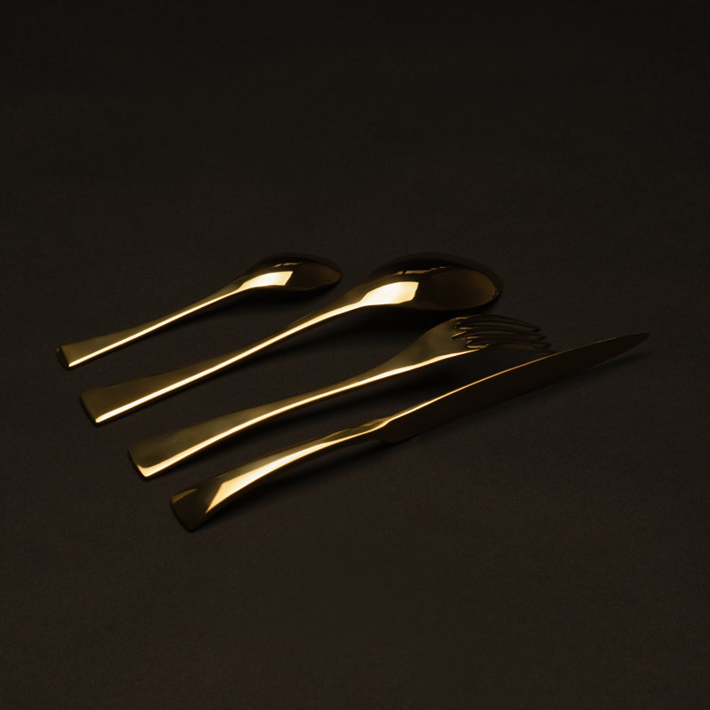 Housley 24 Piece 18/10 Stainless Steel Cutlery Set, Service for 6, Gold