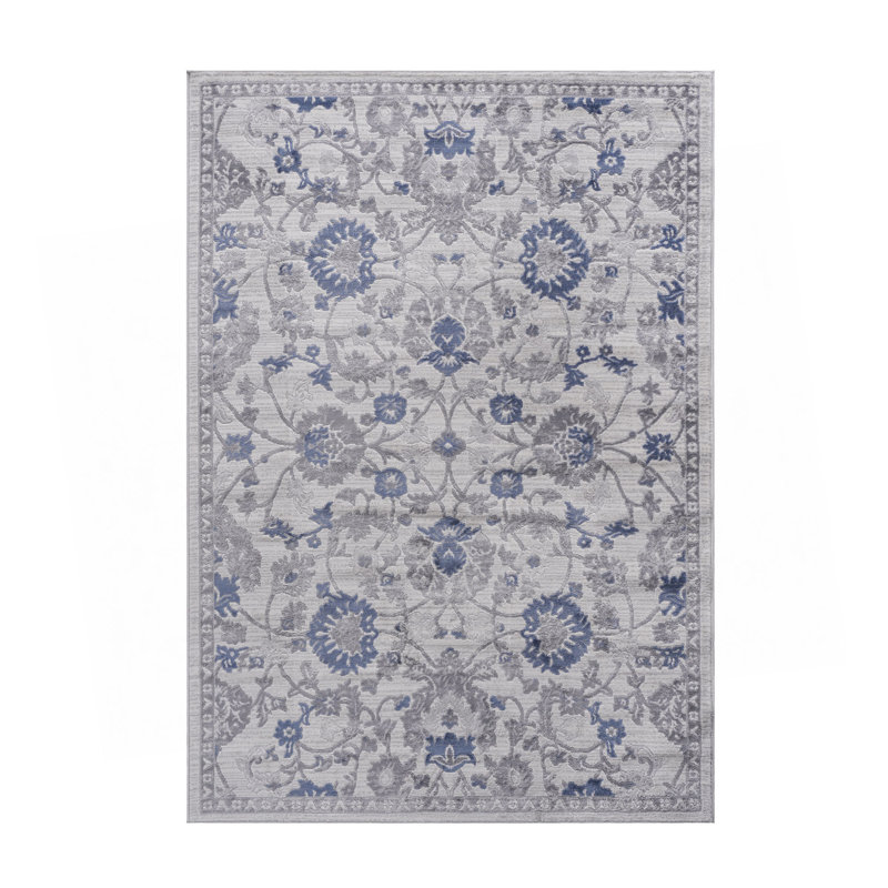 Collection Blue Oriental Non-Shedding Living Room Bedroom Dining Home Office Stylish And Stain Resistant Area Rug