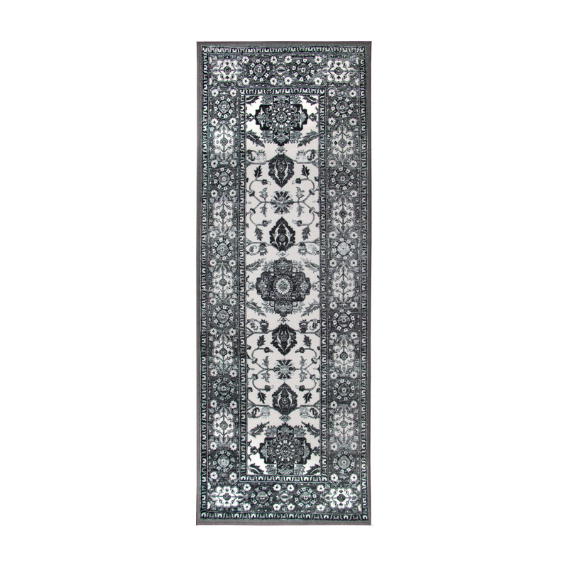 Tapis de couloir lavable à la machine gris 2,5 x 7 Ramage