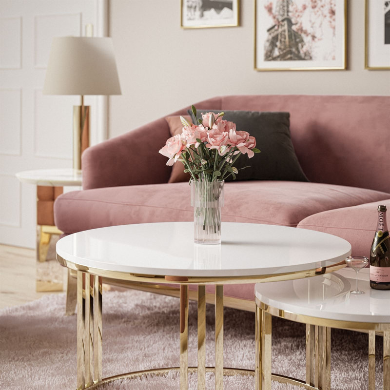 Dinant Frame Coffee Table, White, Powder-coated Gold