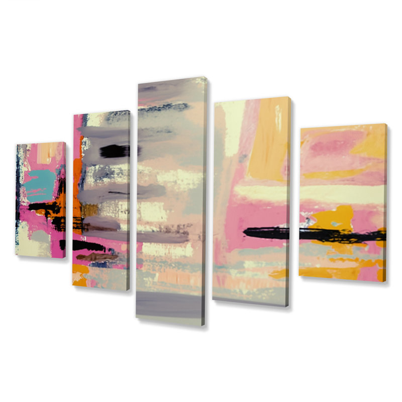 «Autumn of Retro Groove Abstract Expressionism», reproduction d'art abstrait mural - 5 panneaux
