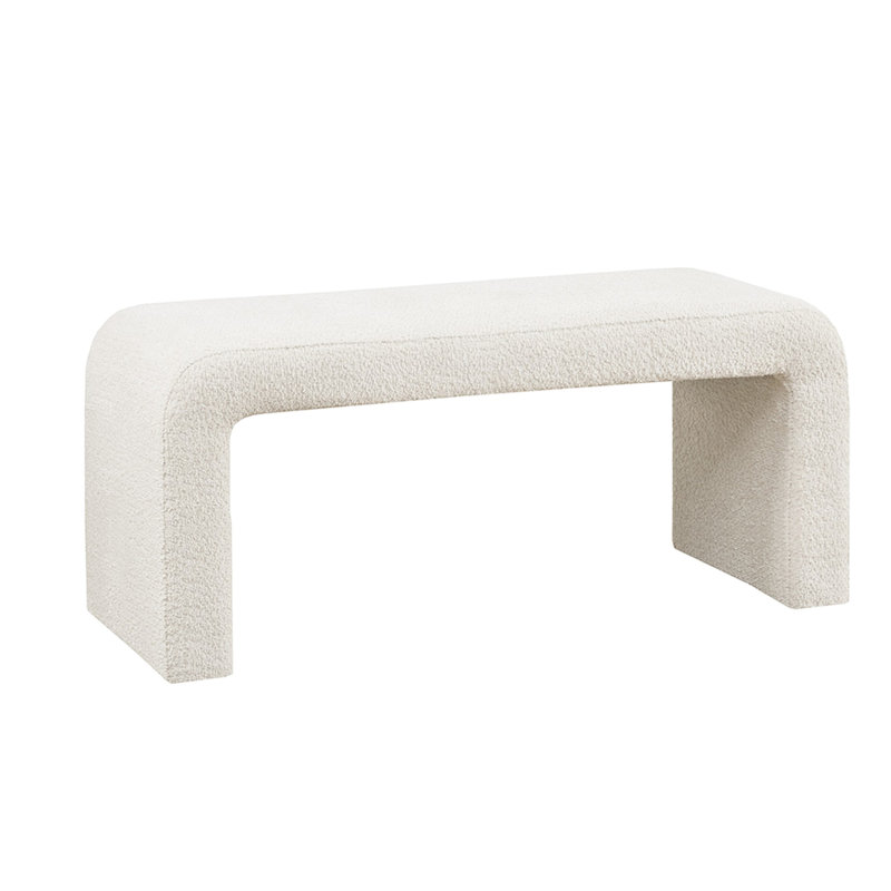 Banc moderne à cascade moderne crème - l 42 po x P 16 po x H 18 po, capacité de poids de 400 lb, bords lisses, siège contemporain sans assemblage: H 18 po x P 16 po, nécessaire