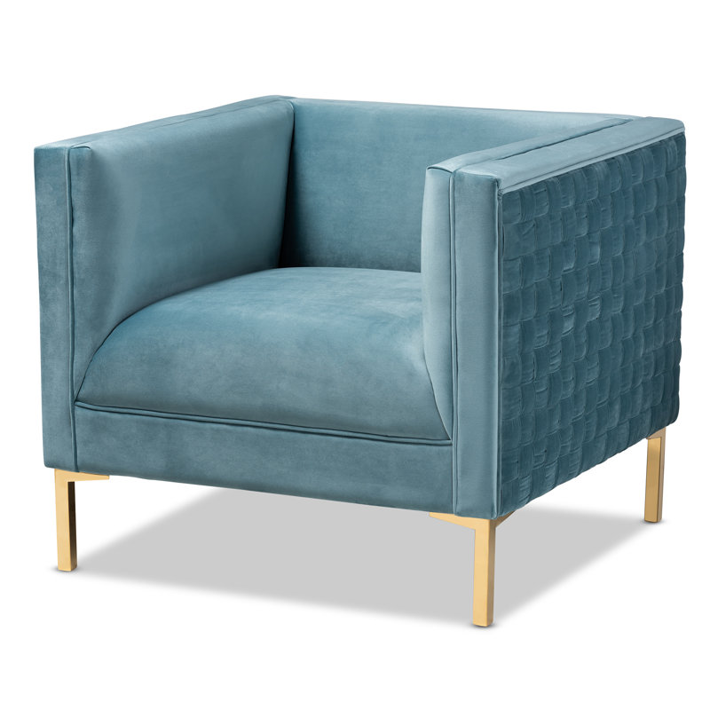 Kova Velvet Armchair, Light Blue