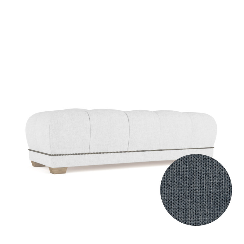 Hudson Ottoman, Plush Velvet Oyster, Weathered