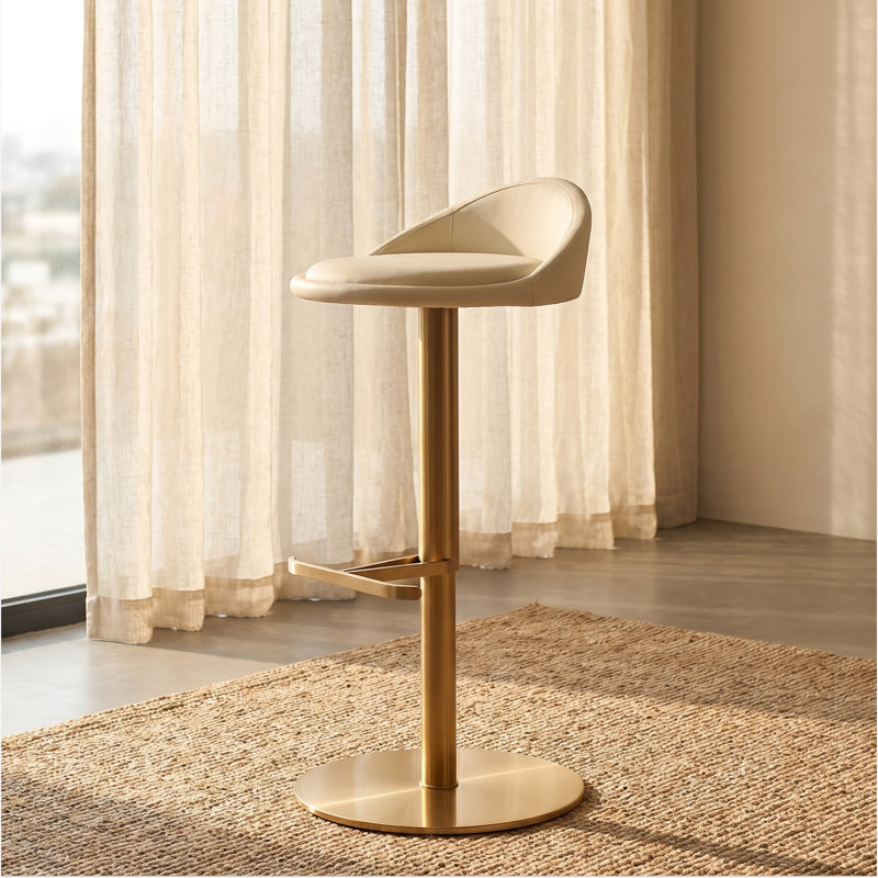 Tabouret de comptoir pivotant Vito, Blanc cassé