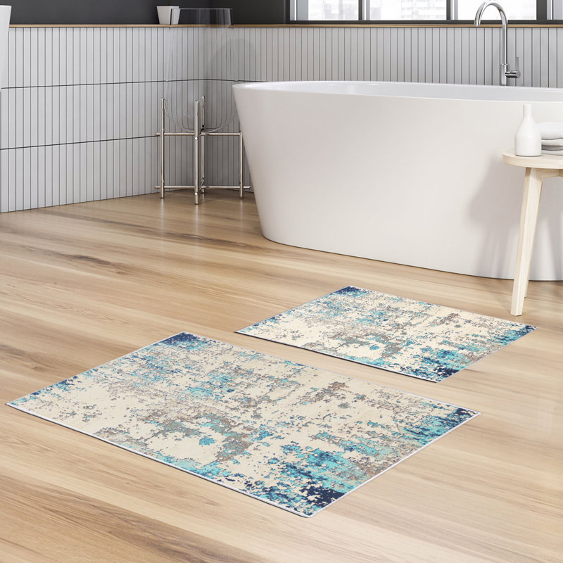 Ensemble de luxueux tapis de bain (2 pièces), 100% polyester, antidérapant, antibactérien | Dimensions: 19,7 po x 23,6 po et 23,6 po x 39,4 po | Tissu ultra-absorbant et facile à nettoyer, lavable à la machine à 86 ° F | Parfait pour la salle de bain ou le spa
